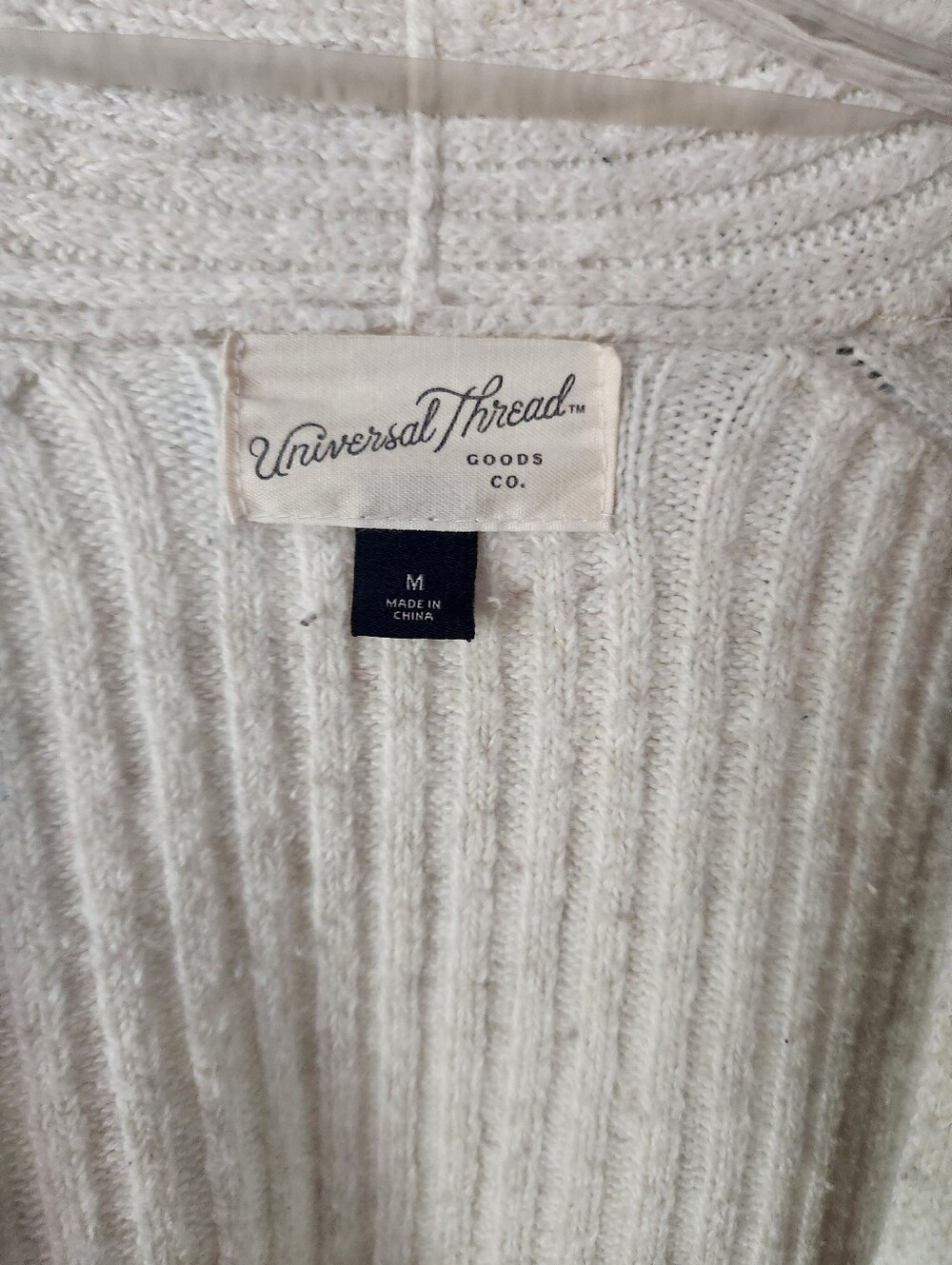 Cream Open-Front Ribbed Cardigan with Pockets - Picture 2 of 5